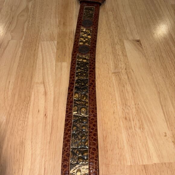 Vintage Aignon Spain Wide Leather Belt Medallions Boho Western Belt Size Large main image 4